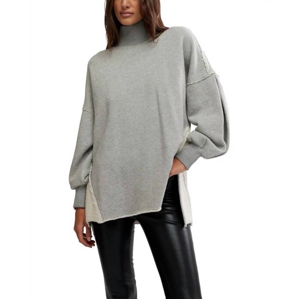 We The Free  Wonderful Pullover Sweater Slouchy Oversized Heather Gray  Large - Picture 3 of 16